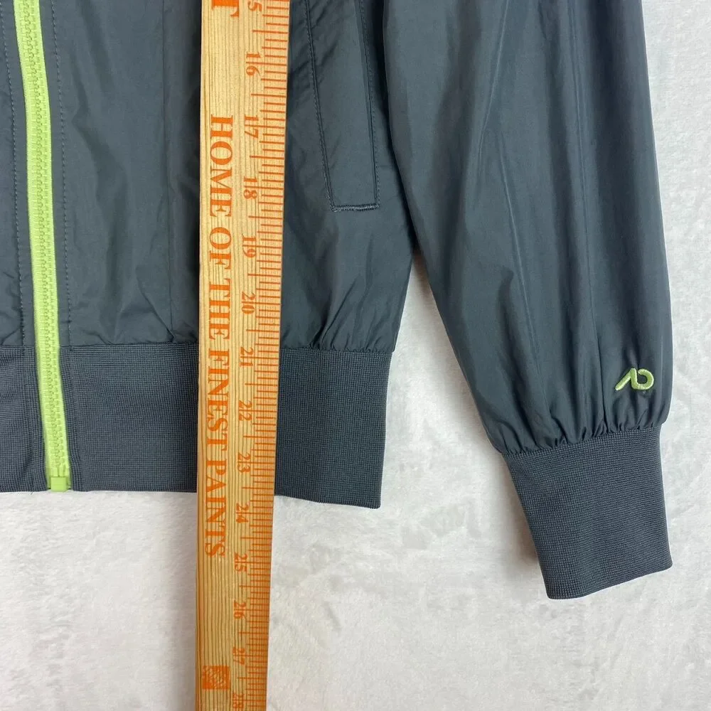 Nike Jacket Boys Small Gray Green Full Zip Hooded Windbreaker Logo Embroidered